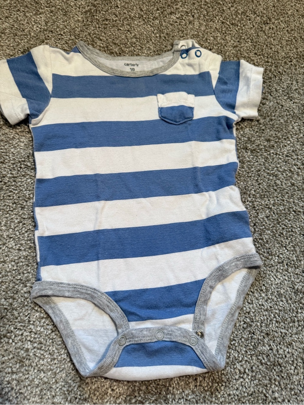 Carter's Blue and White Striped Short-Sleeve Baby One-Piece